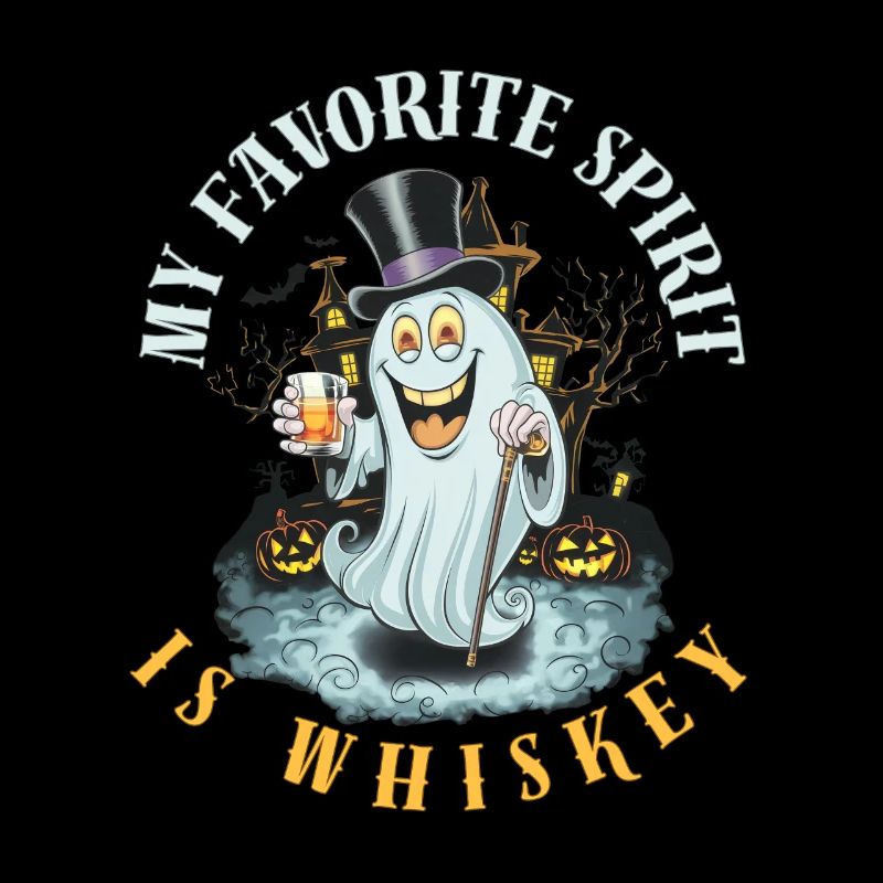 Spooky Ghost with Whiskey and Top Hat
