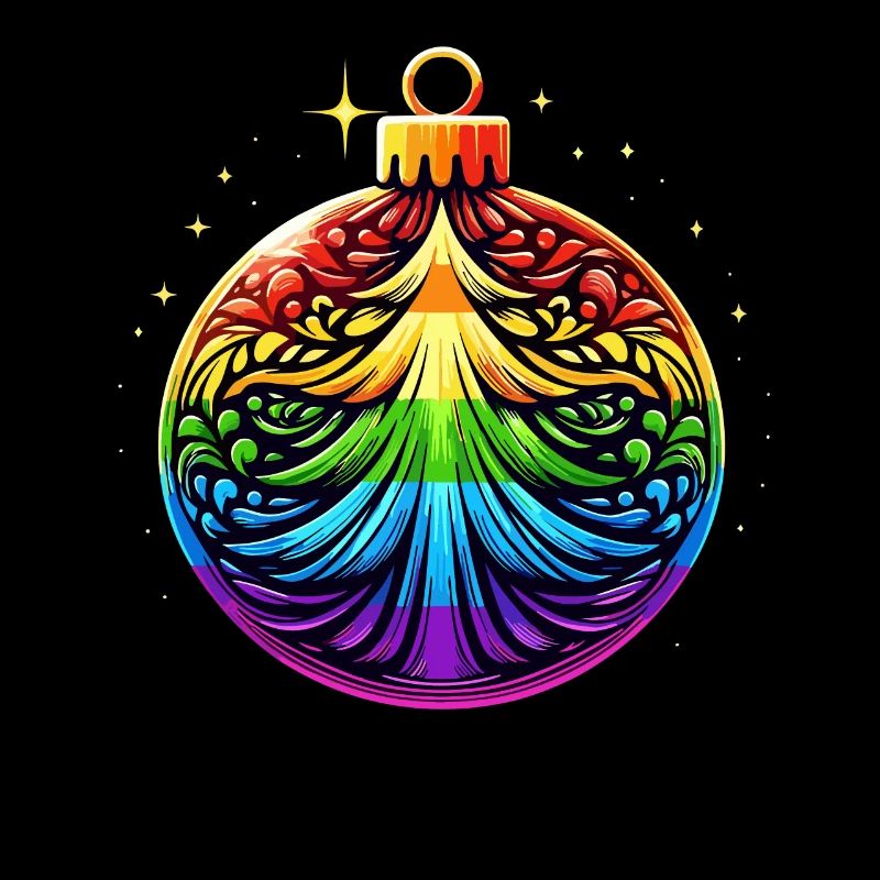 Rainbow Christmas Ball with Christmas Tree Ornament