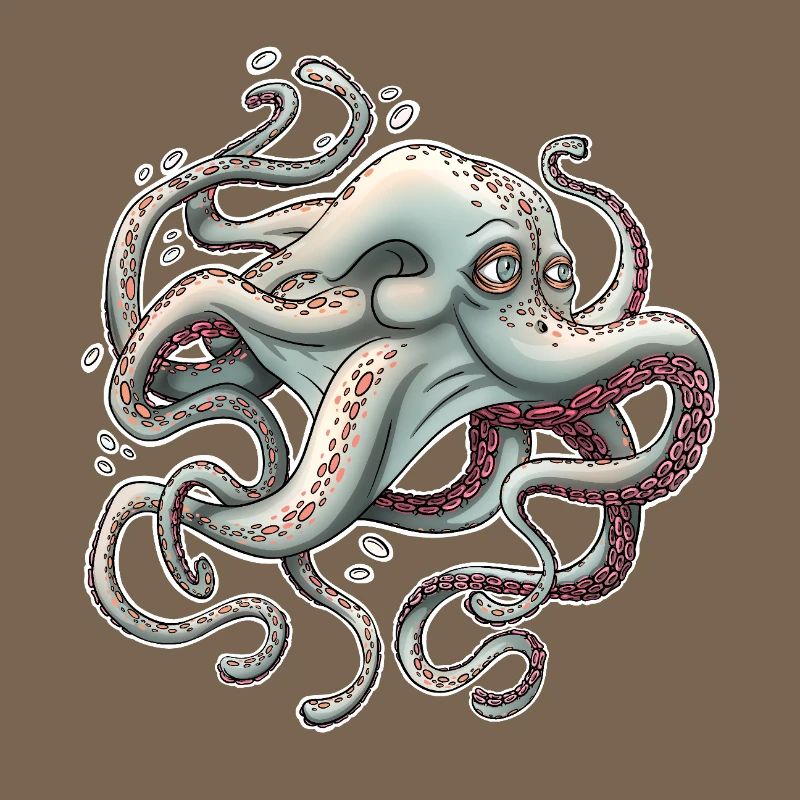 Whimsical Octopus with Dreamy Expression