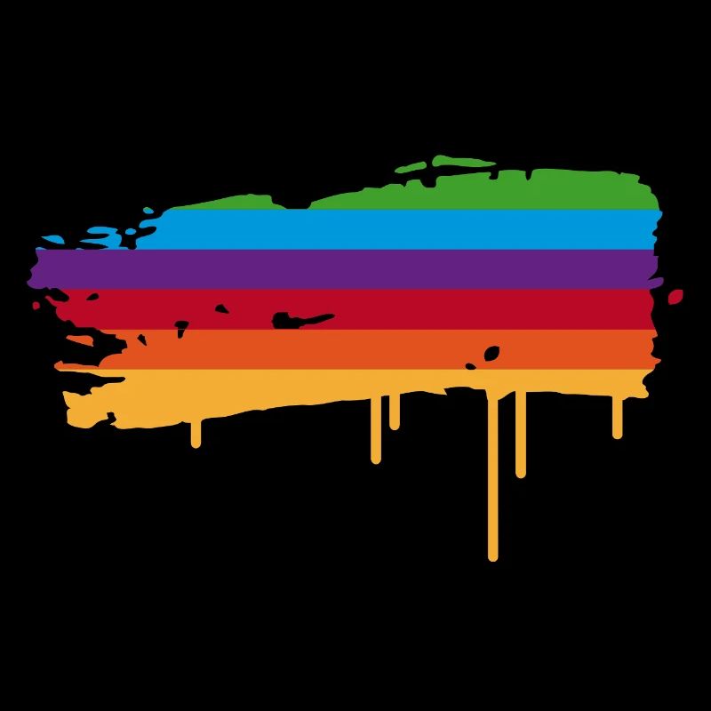 Rainbow Brush Stroke with Drops of Paint