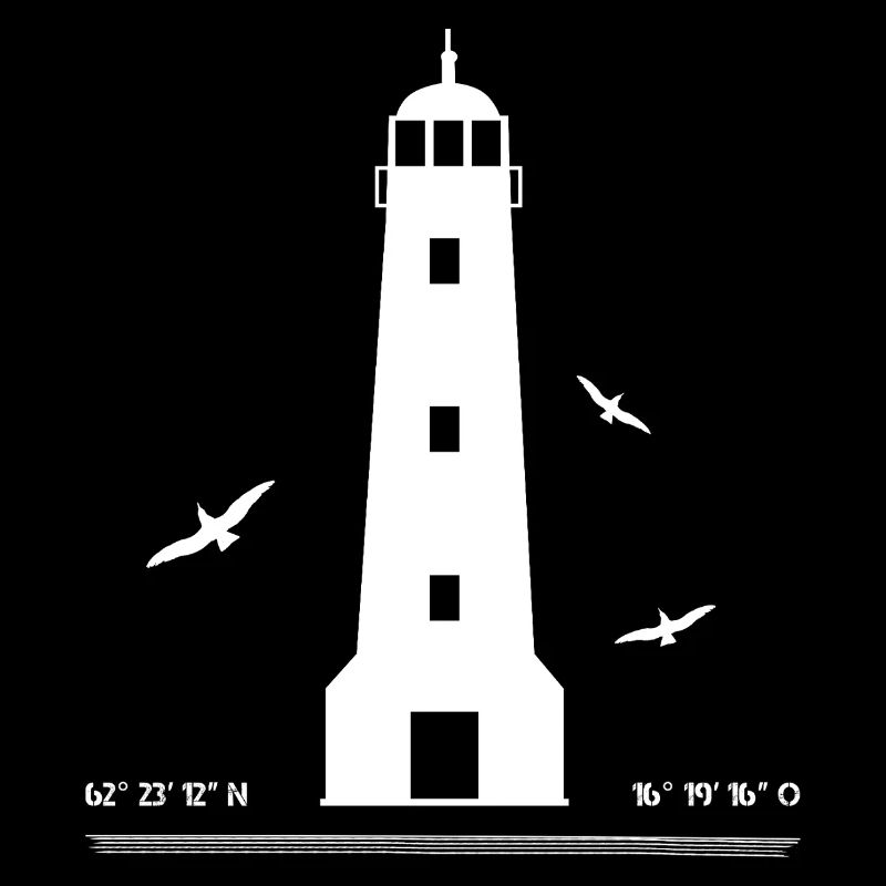 Lighthouse silhouette and seagulls Sweden