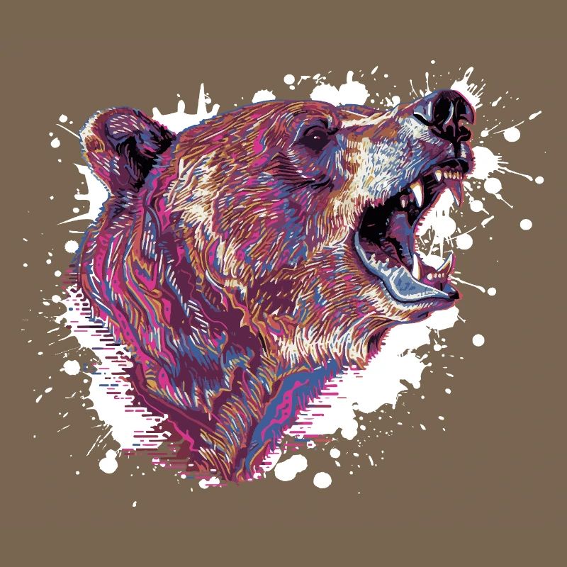 Neon Splash Bear Head