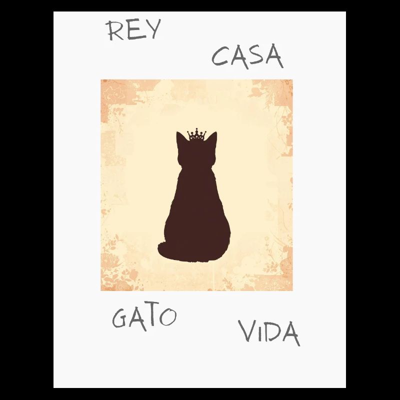 King Cat in Silhouette with Crown