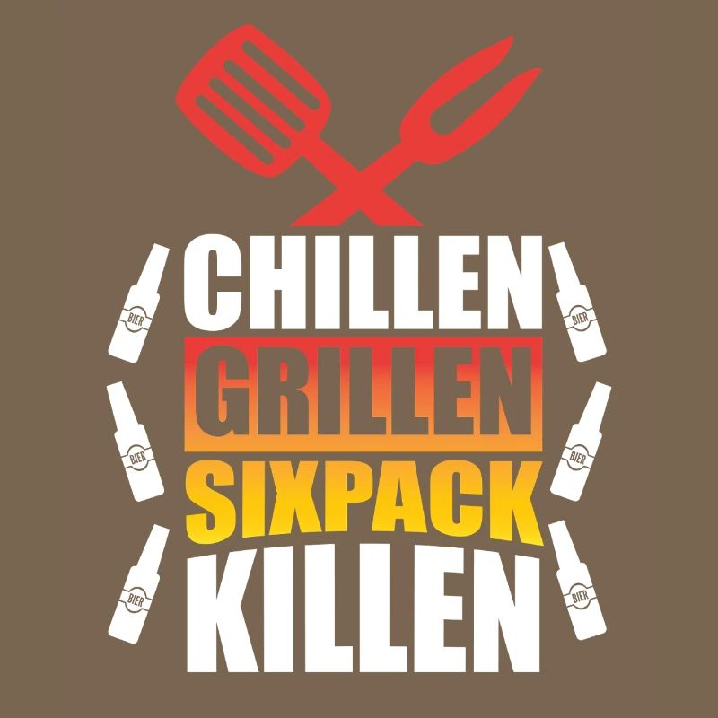 Chilling Grilling Sixpack Kill / BBQ Saying Funny