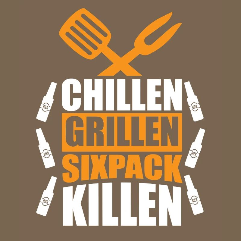 Chilling Grilling Sixpack Kill / BBQ Saying Funny