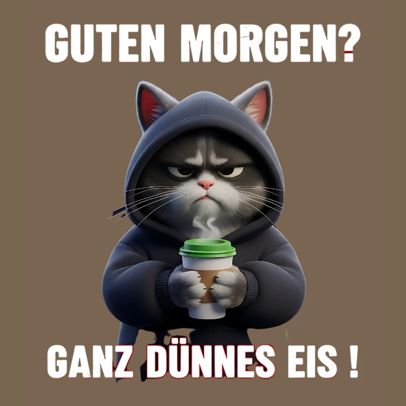 Morgenmuffel Katze mit Kaffee – Dünnes Eis