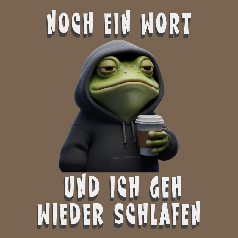 Grumpy Frog with Coffee Cartoon