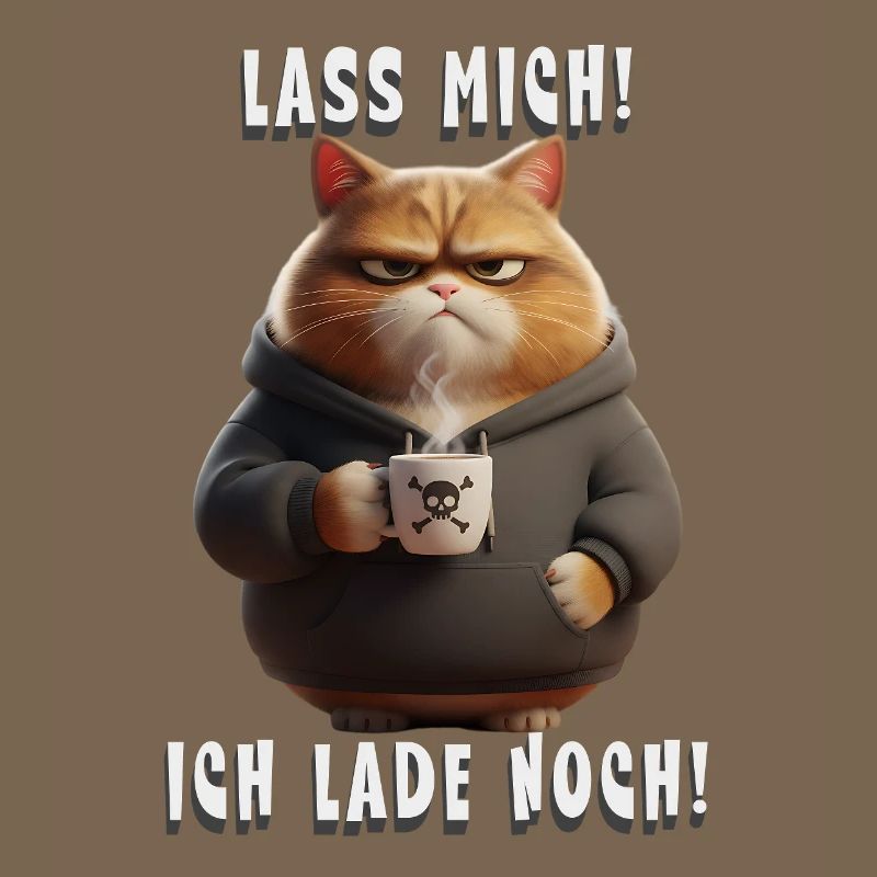 Let me go! I'm still loading – Tired cat with coffee