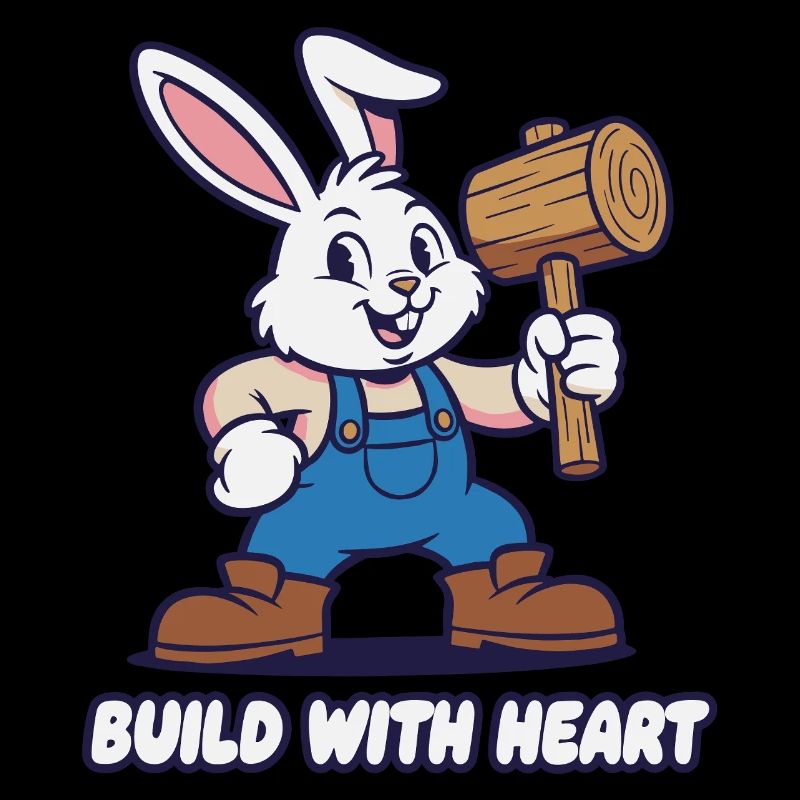 Lapin avec marteau – Motif de construction de cœur