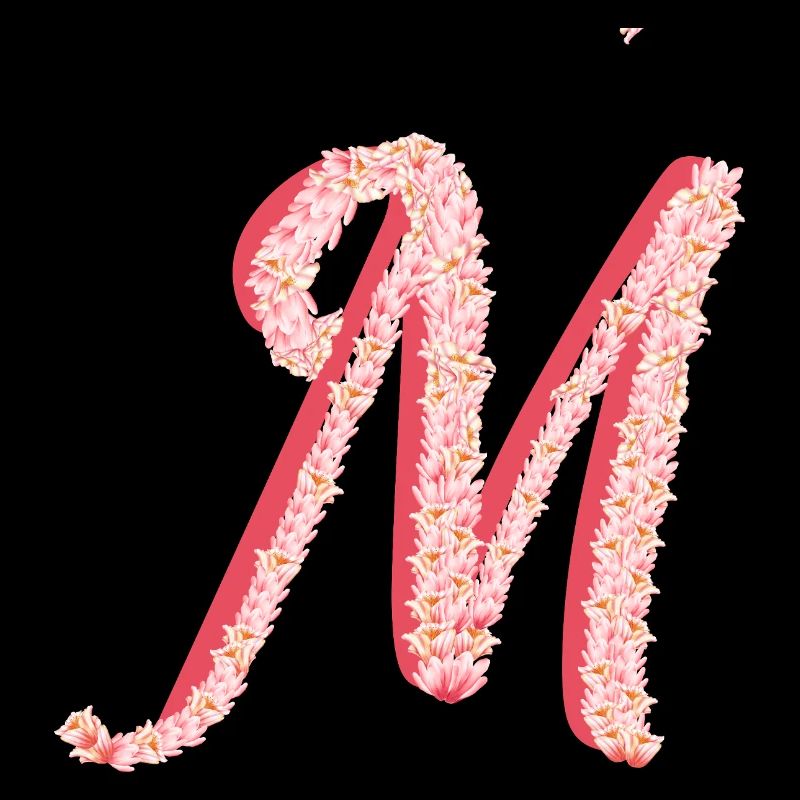 Initial M de fleurs roses