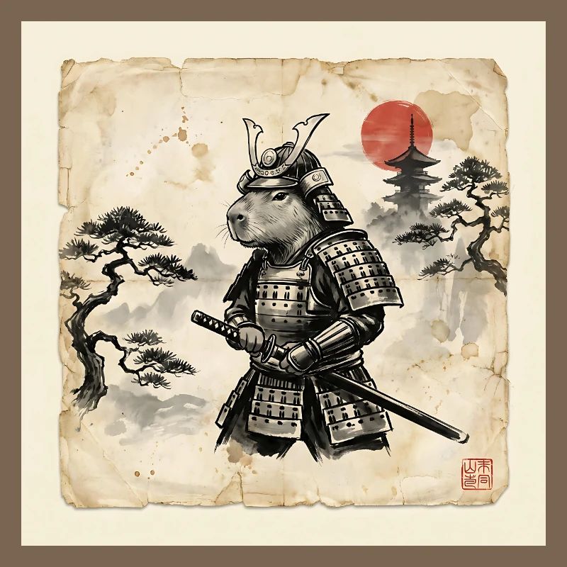Capybara Samurai Japanese Warrior