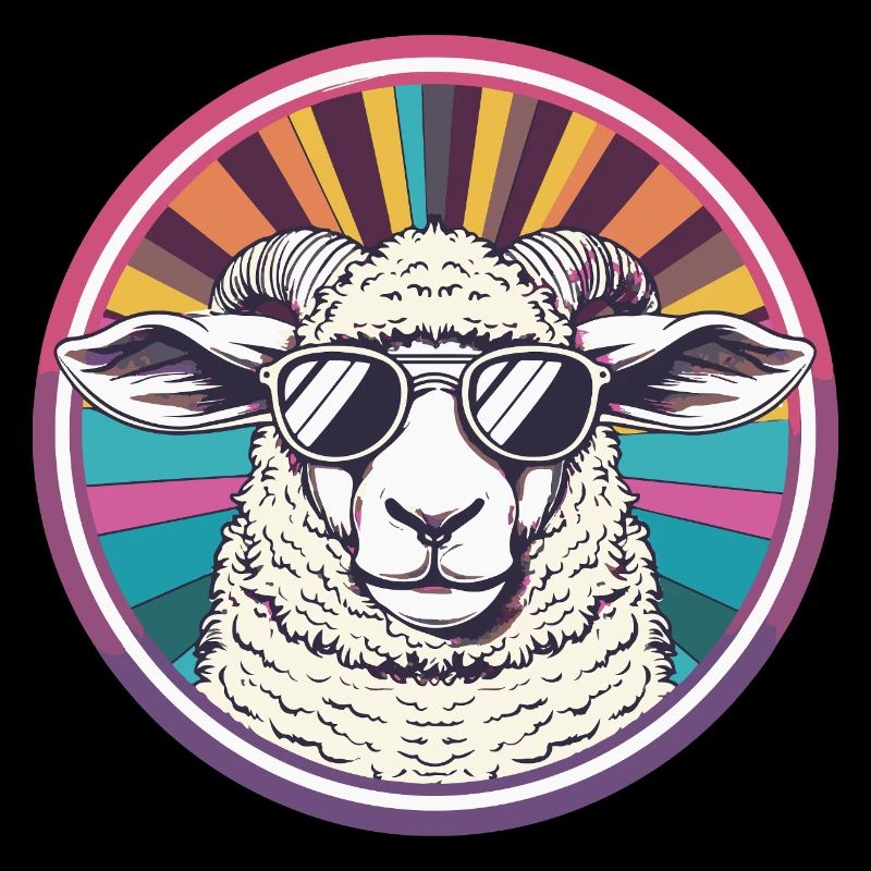Sun sheep with retro sunglasses
