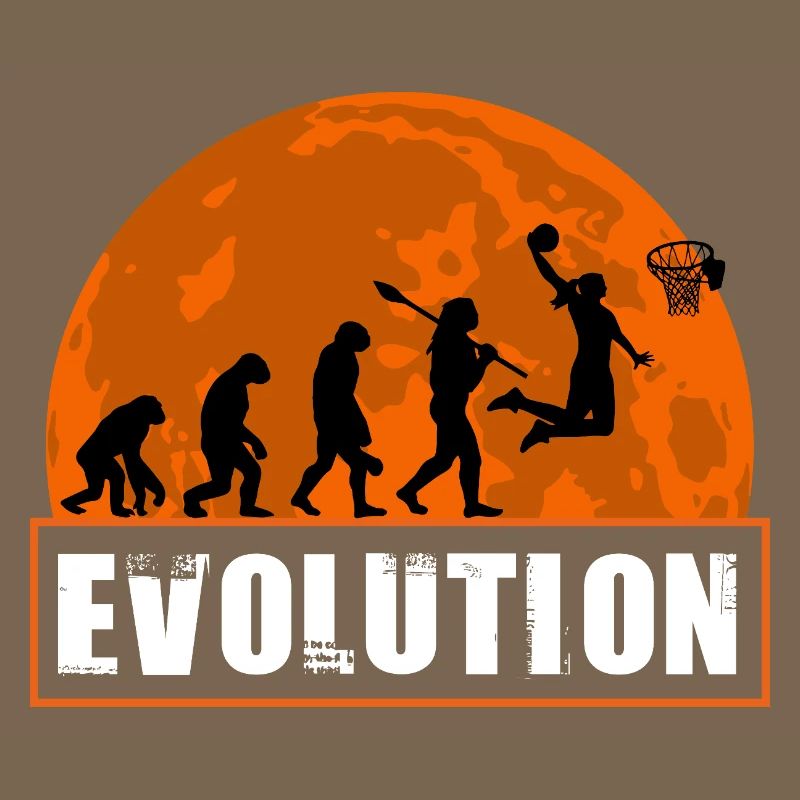 Basketball Evolution Player Dunking Silhouette