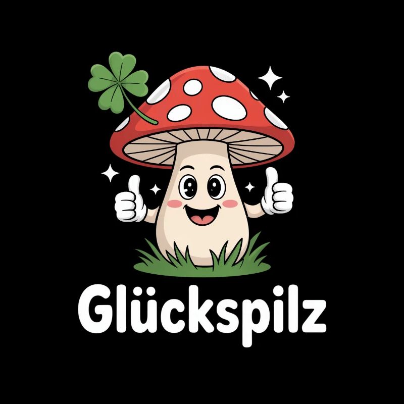 Champignon chanceux drôle avec trèfle