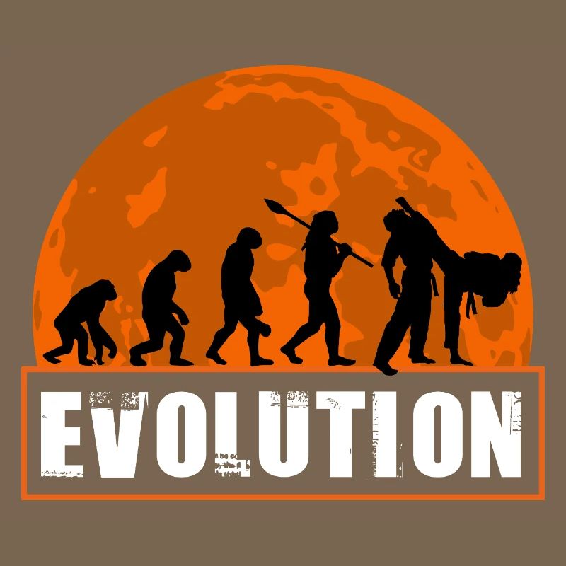 Judo Evolution Martial Arts Sunset Silhouette