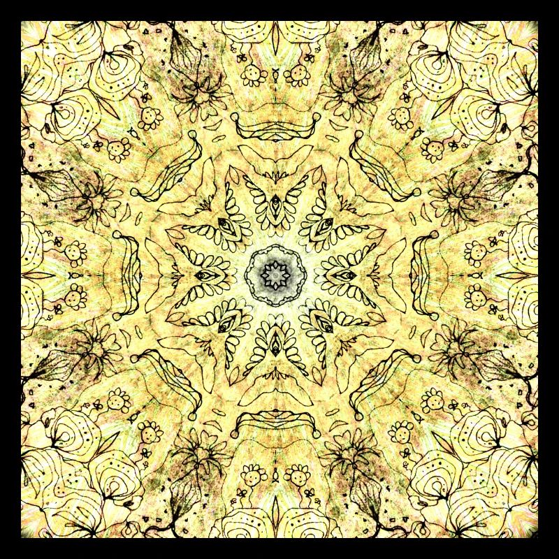 Mandala jaune-vert kaléidoscopique