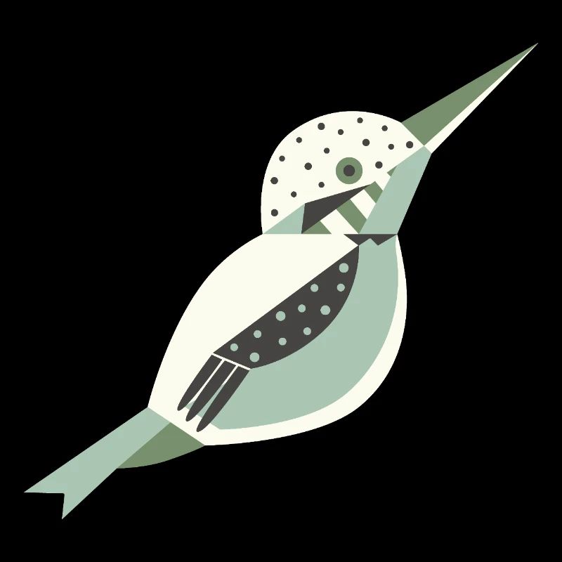 Geometric style kingfisher with polka dots L white