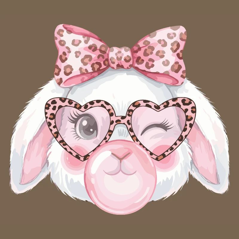 Leopard Glasses Easter Bunny with Pink Bow