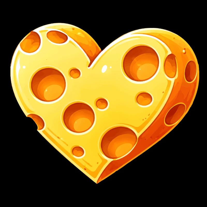 Illustration d’un morceau de fromage en forme de cœur