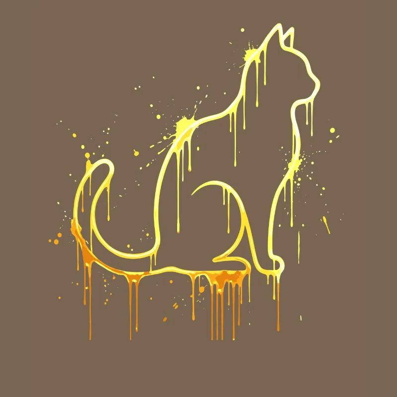 Look doré silhouette de chat – Élégant chat