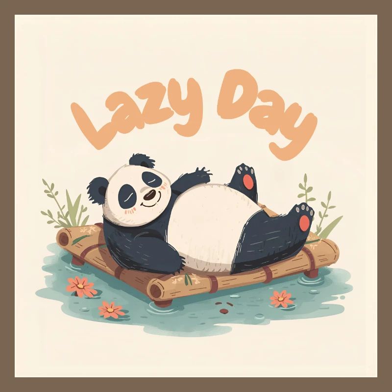 Panda napping on raft