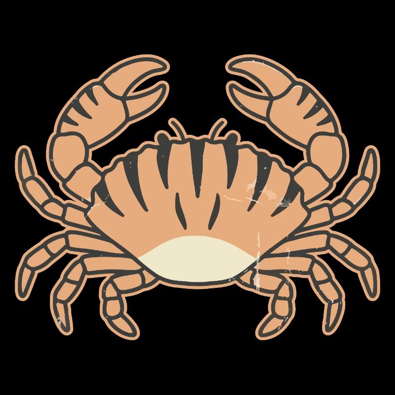 Stylized crab with tiger stripes