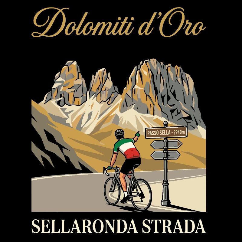Passo Sella 2240m Dolomiti d'Oro Cycling Art