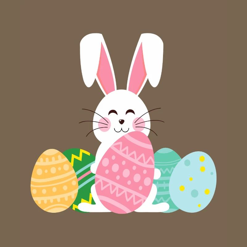 Pastel Easter Bunny with Eggs