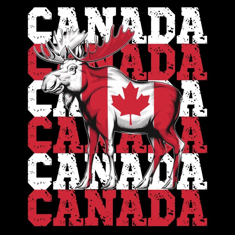Orignal canadien avec drapeau de feuille d’érable