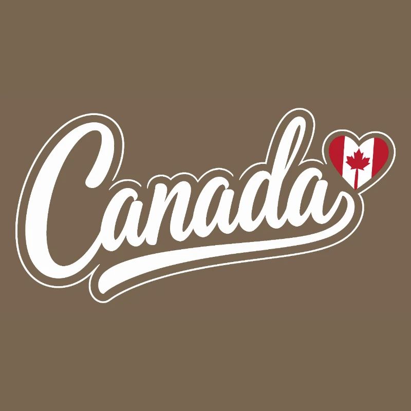 Canada Script with Maple Leaf Heart Fan Patriotic