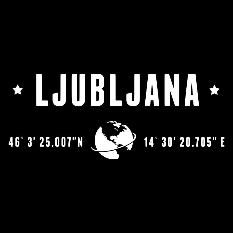 Ljubljana Coordonnées GPS Globe Typographie Modern