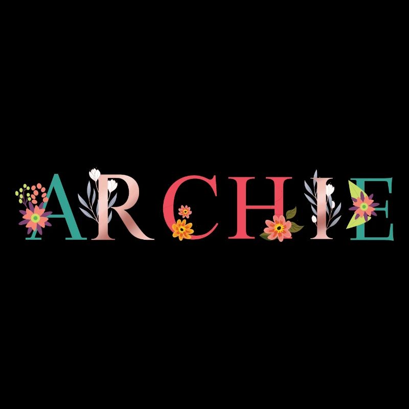 ARCHIE Nom Art avec fleurs brodées