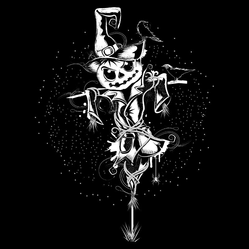 Épouvantail effrayant avec chapeau de sorcière et corbeaux