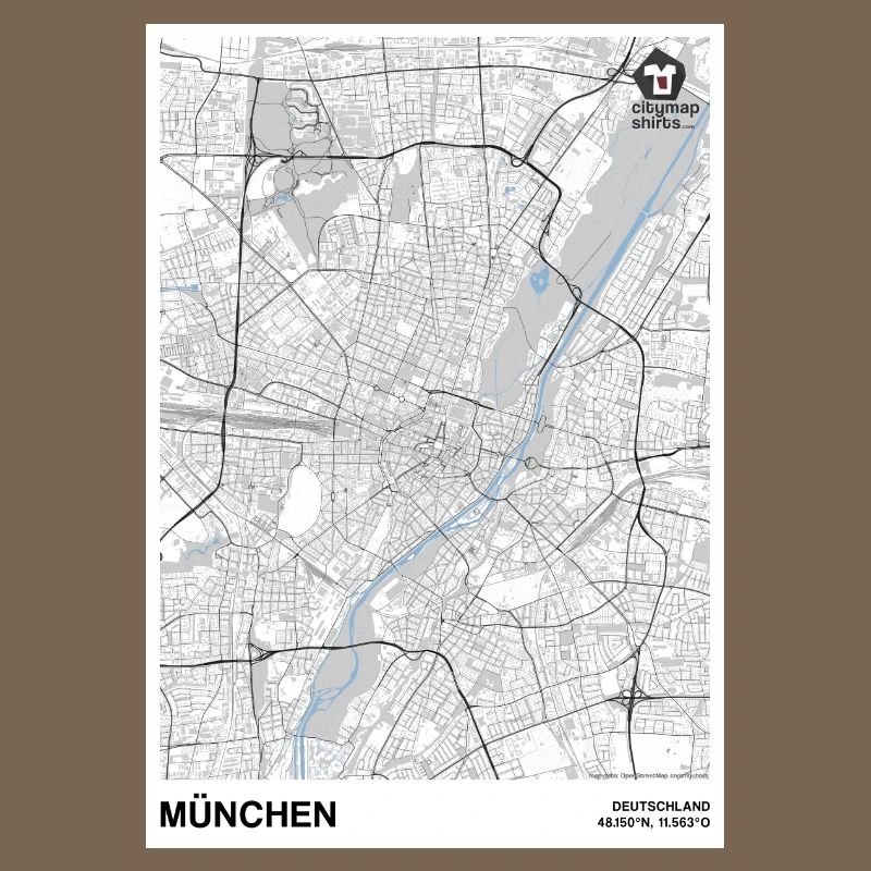 Munich Basic city map black and white