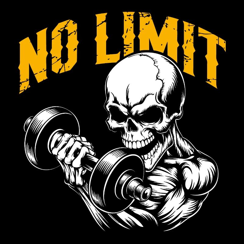 Crâne de musculation No Limit Workout avec haltère