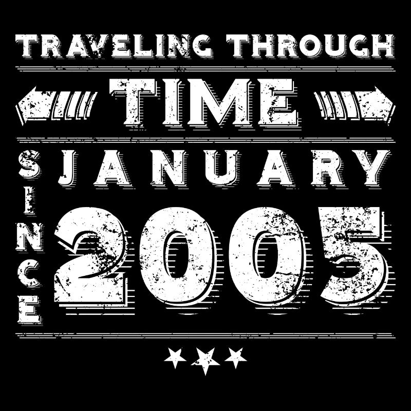 Conception d'anniversaire de voyage dans le temps vintage janvier 2005