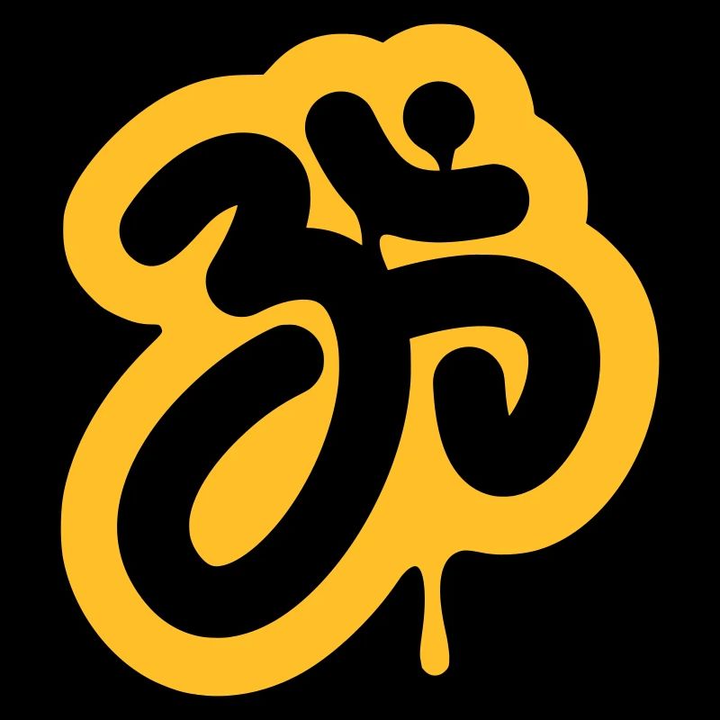 Graffiti OM in tag style with drips as outline