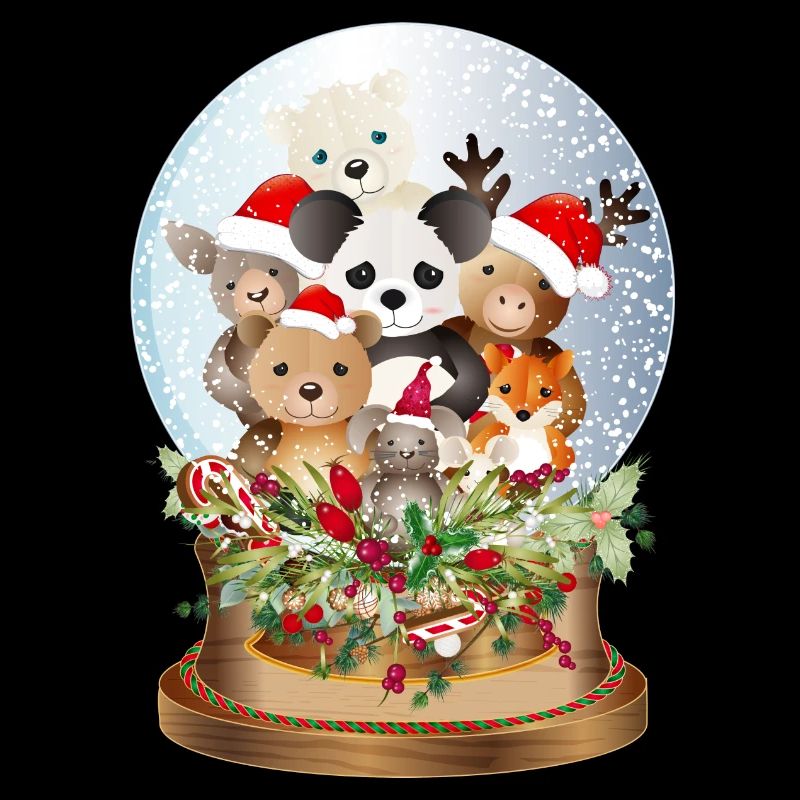 Belle boule à neige nostalgique avec peluches