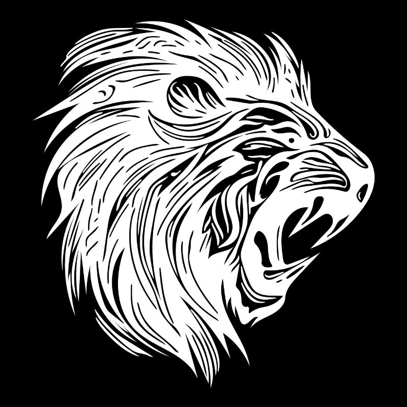 Wild Mighty Lion Head Tattoo Style Mane