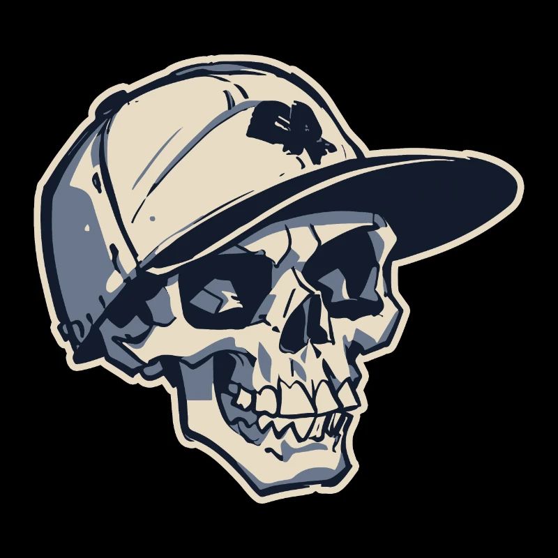 Skull with Snapback Hat (Stroke)