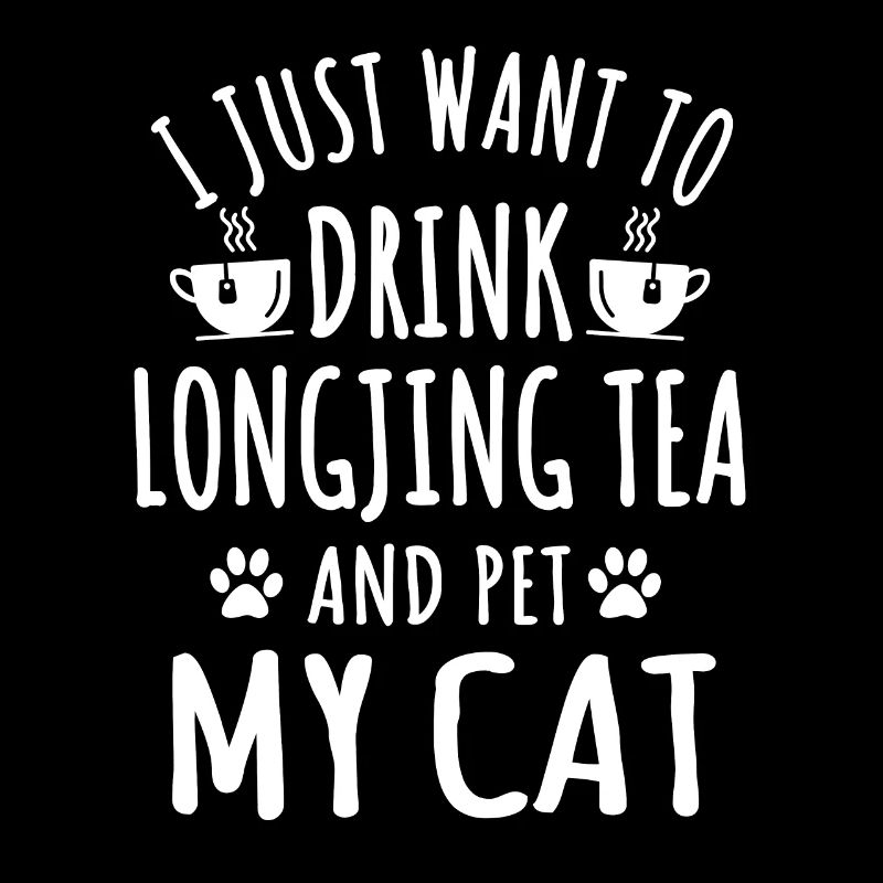 Funny Longjing tea and cat lovers