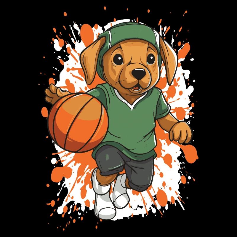 Le chien de basket en vert