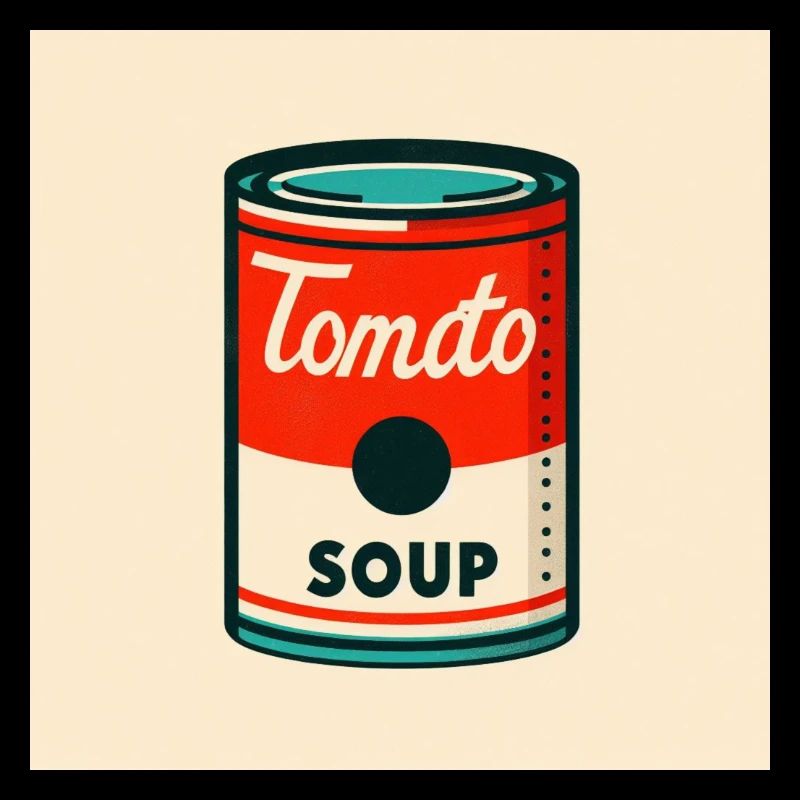 Boîte de soupe à la tomate en risographe
