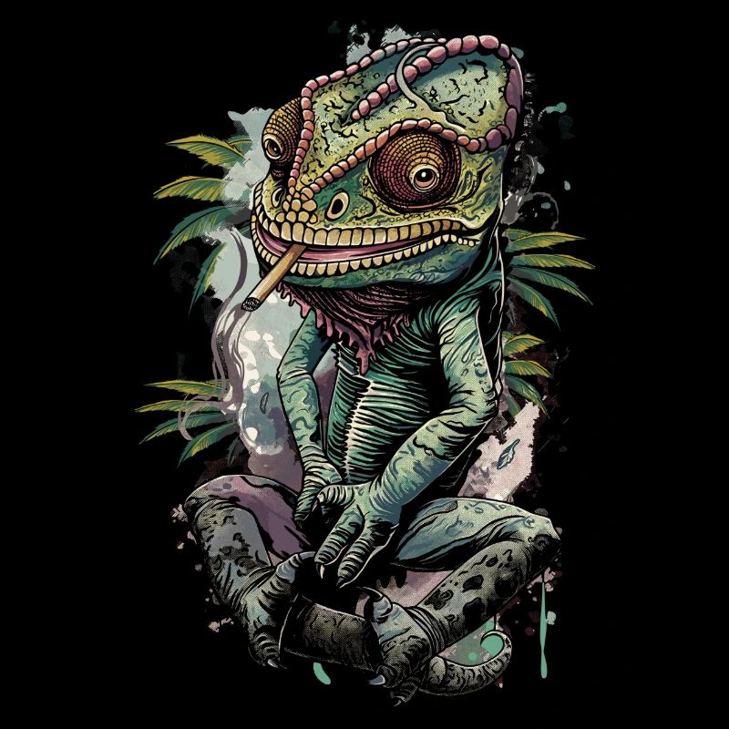 Smoking Pot Cannabis THC Joint Chameleon