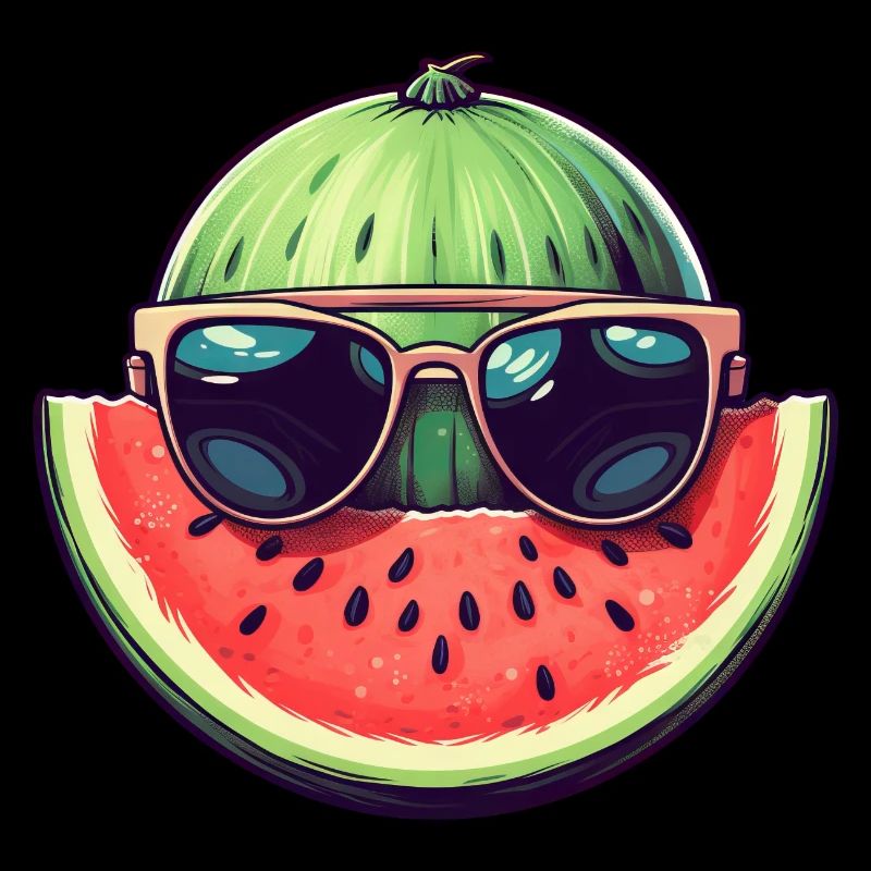 Pastèque fraîche - design avec lunettes de soleil et M