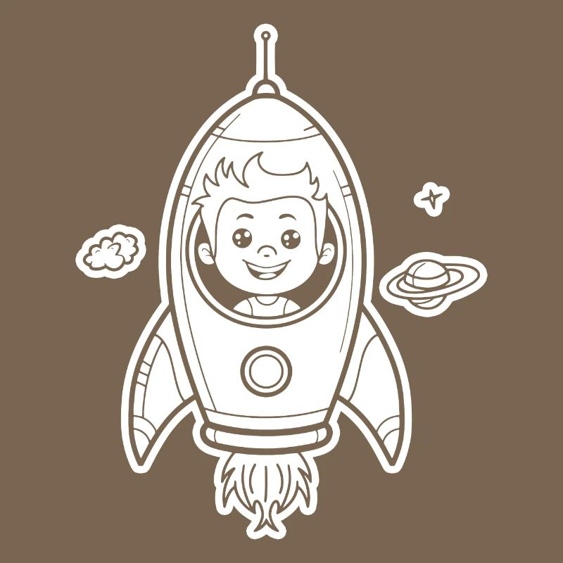 Garçon astronaute dans une fusée dans l’espace