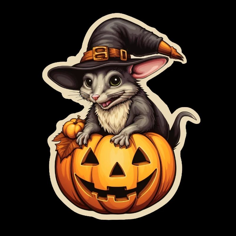 Rat de sorcière d’Halloween avec citrouille