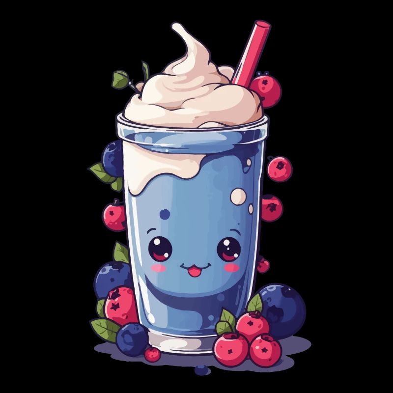 Berries Milkshake Fun Kawaii Anime Design