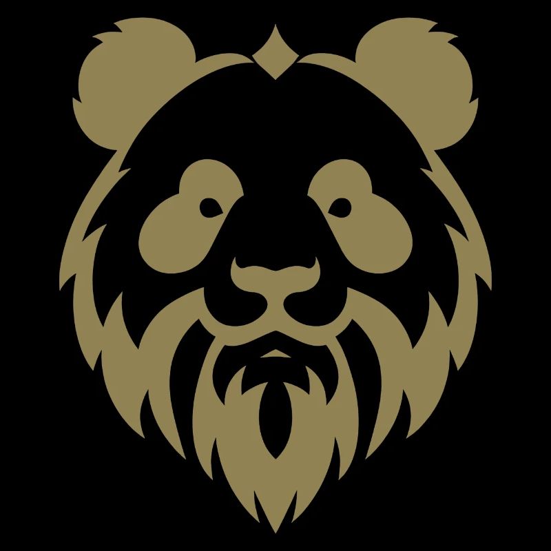 Panda with Beard Minimalist Bear Portrait
