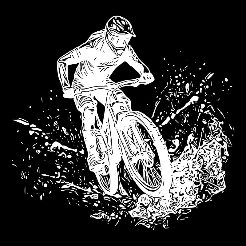 Mountain Biker Mud Splash Downhill